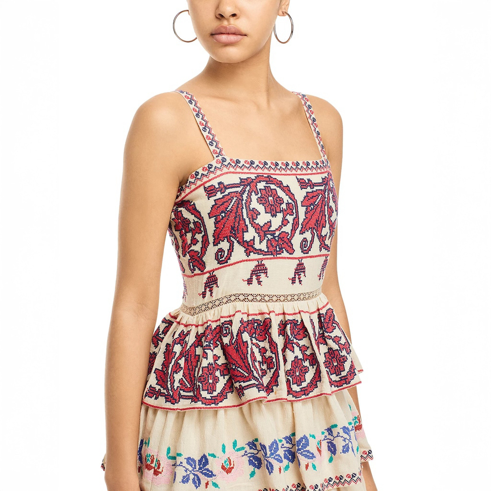 NWT SEA New York Ramona Embroidered Ruffled Dress in Multi $725 - Size US 2 - XS - Picture 6 of 10